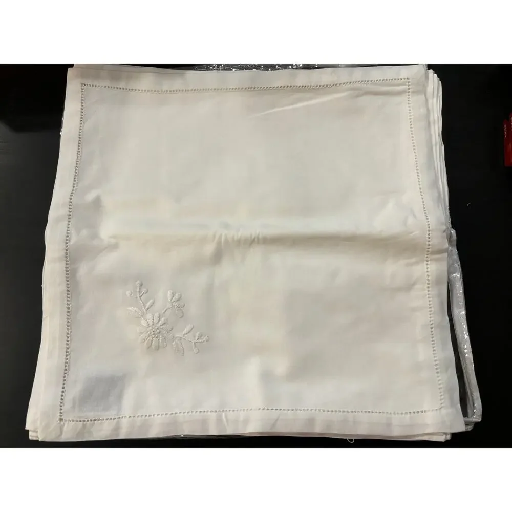 Ross Simmons Floral Embroidered Square Napkins Set of 12 NEW